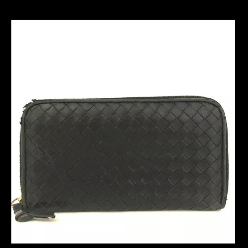 Bottega Veneta Intrecciato Lambskin Zip Around Long Wallet